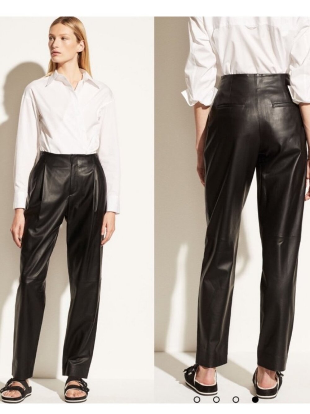 New VINCE Black Leather Trousers Pants